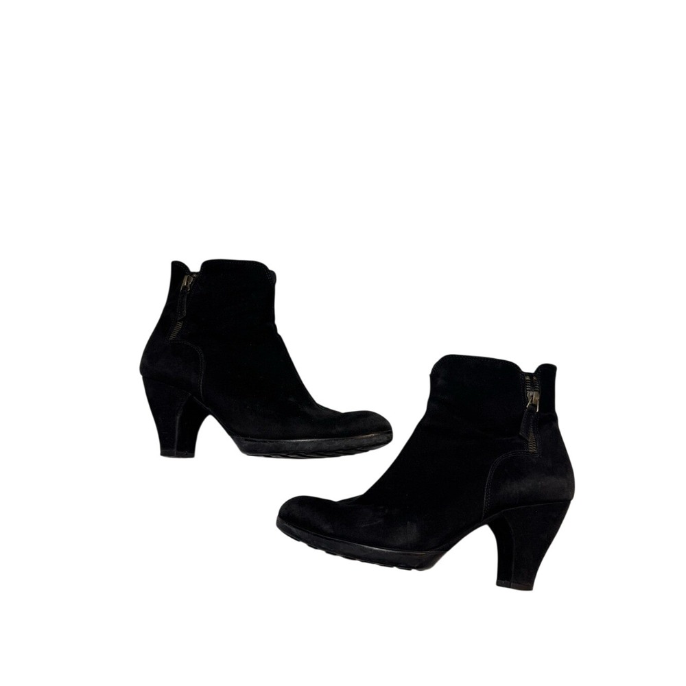 Paul Green Black Suede Ankle Booties with Side Zip